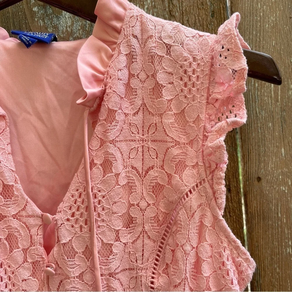 DISNEY Girls Pink Floral Lace Ruffle Mini Dress Beauty Beast Size Large - Picture 4 of 12